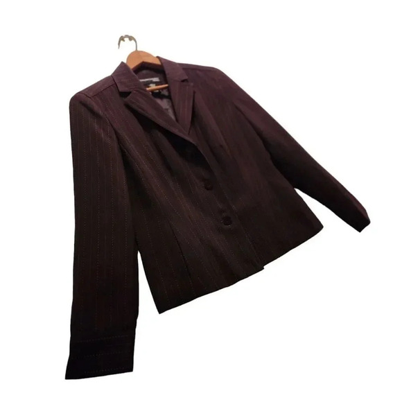Vintage Norton McNaughton Blazer Womens Petites 8P Brown Pockets Single Breasted - Picture 4 of 8